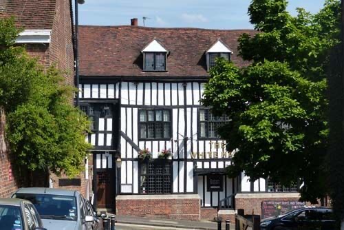 The White Hart, a timber-framed former coaching inn in St Albans